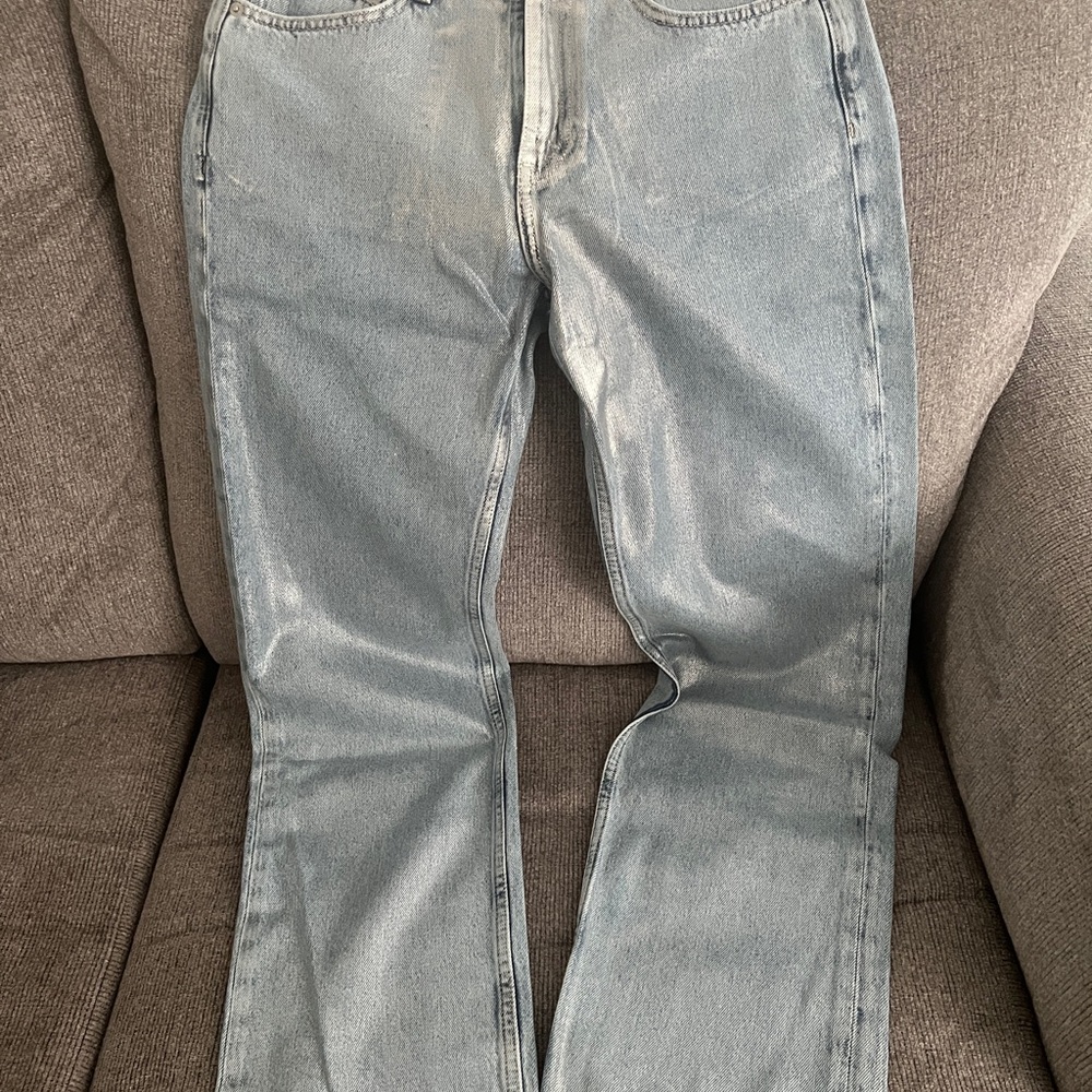 Light Blue Silver Shine Denim Jeans